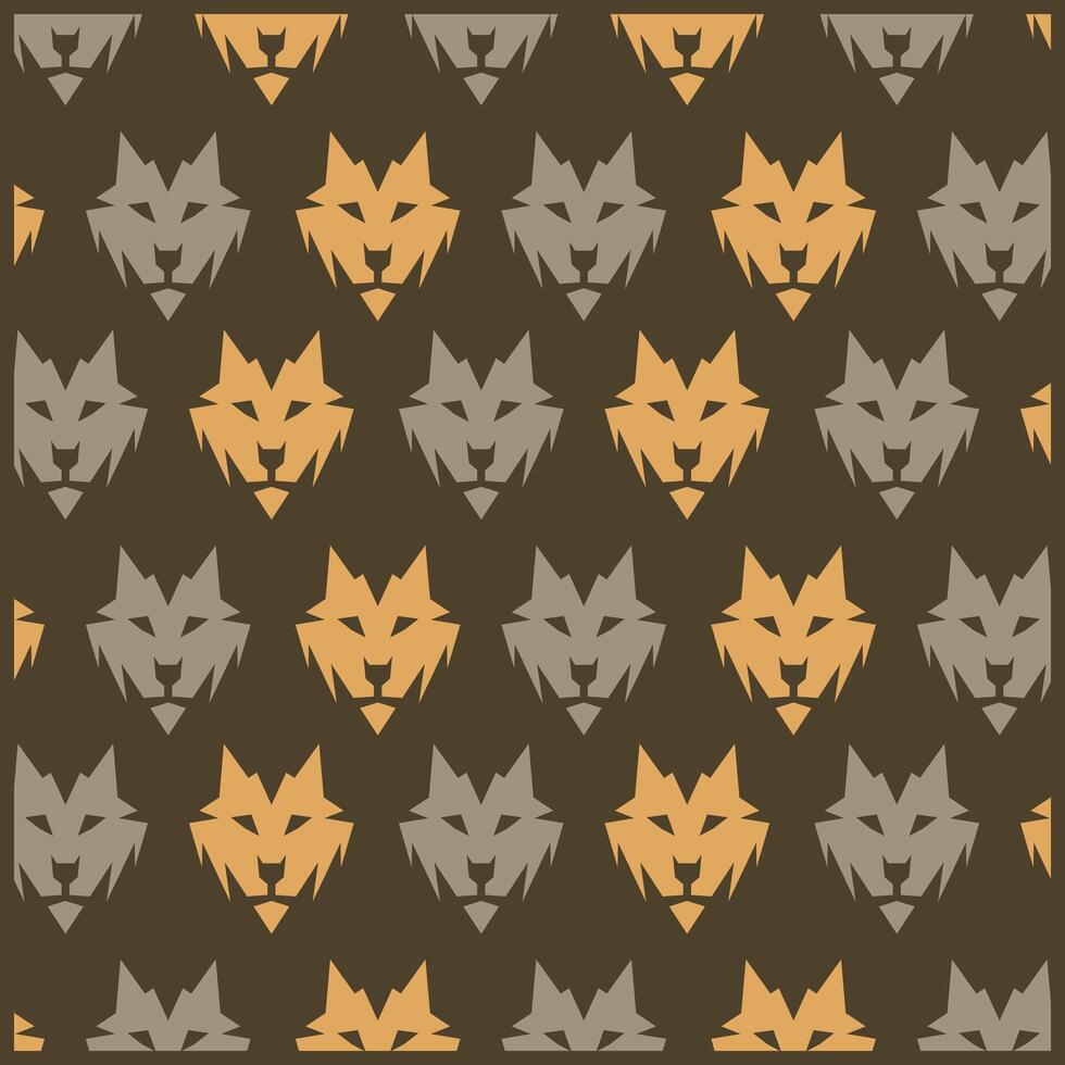 Animal Wolf Head Geometric flat design background with decorative abstract design, seamless pattern background illustration vector