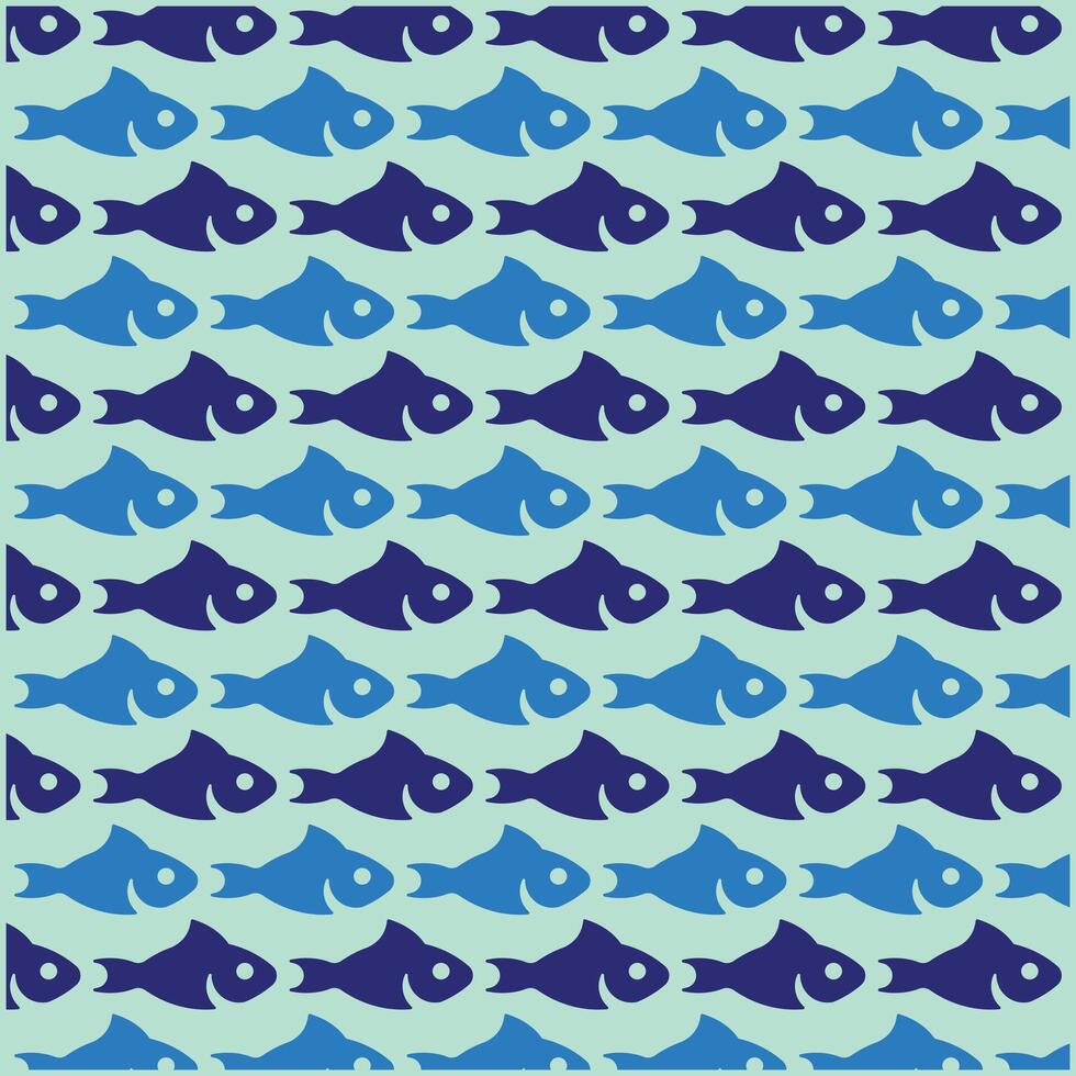 Animal Fish Pattern flat design, blue background with decorative abstract design vector