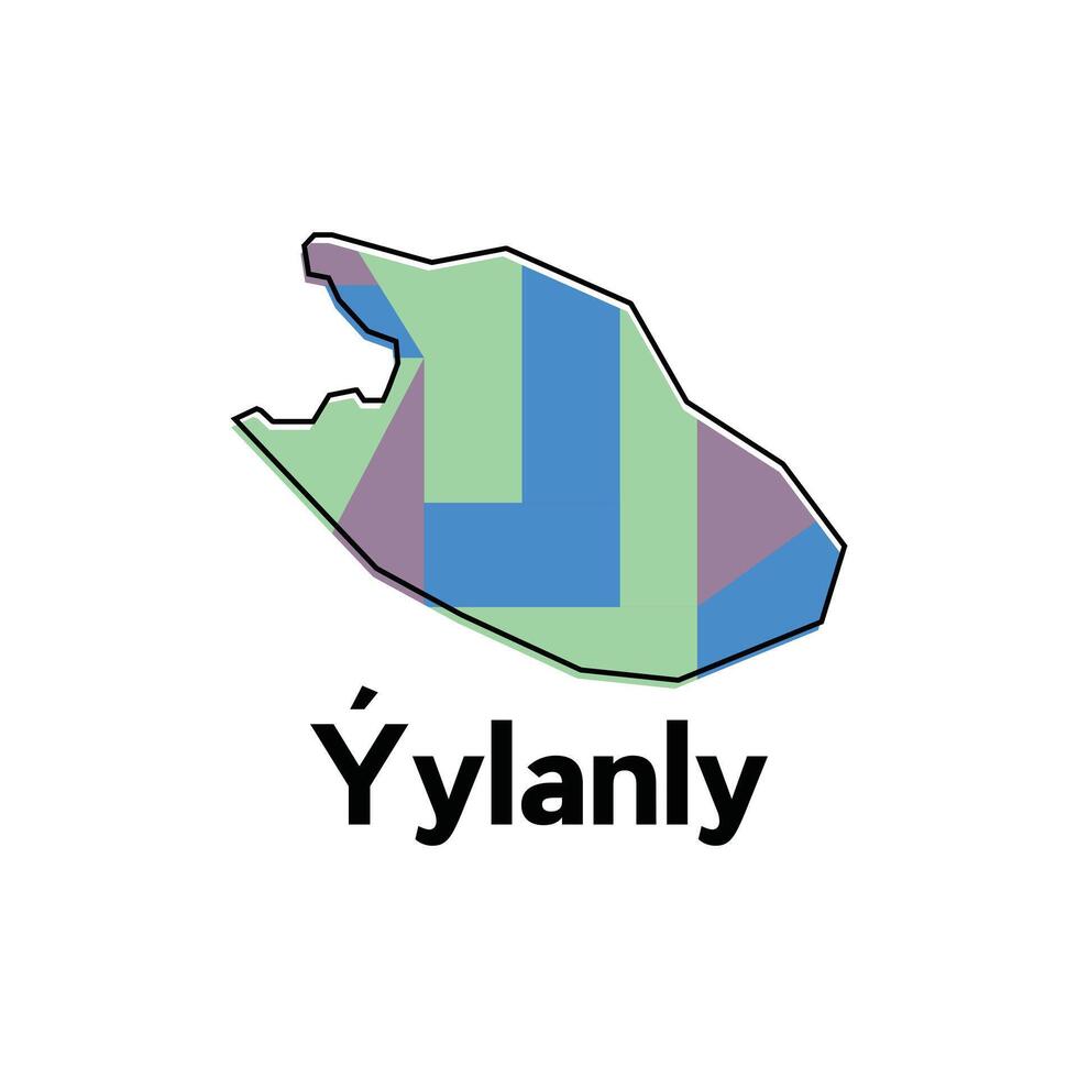 Map of Yylanly Geometric modern design template, national borders and important cities illustration vector