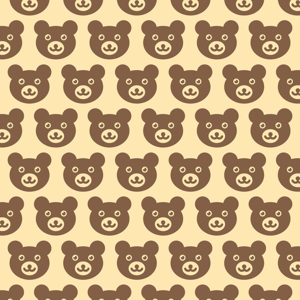 Bear Head Cute pattern design on yellow background, design for background, banner, wallpaper and etc vector