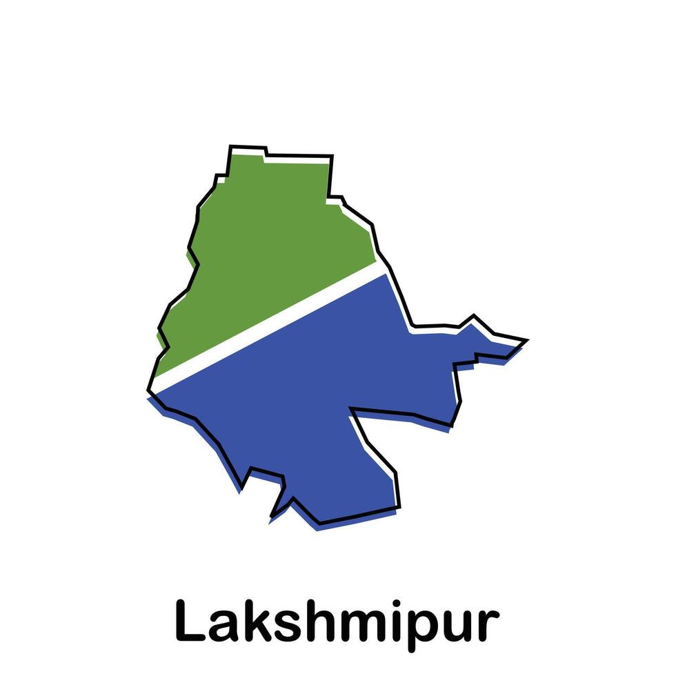 Map City of Lakshmipur, isolated illustration of simplified administrative map of Bangladesh. Borders and names of the regions. Colorful silhouettes vector