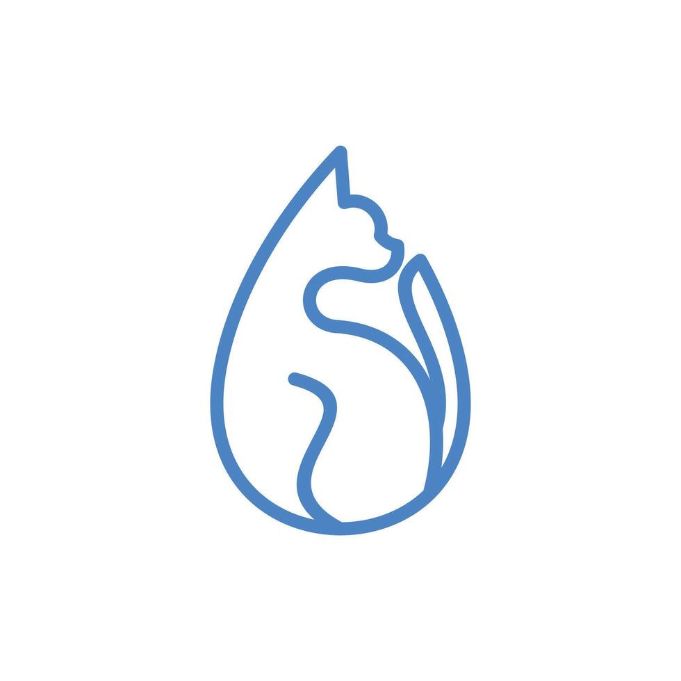 Cat Drop line modern creative design template, logo on white background vector