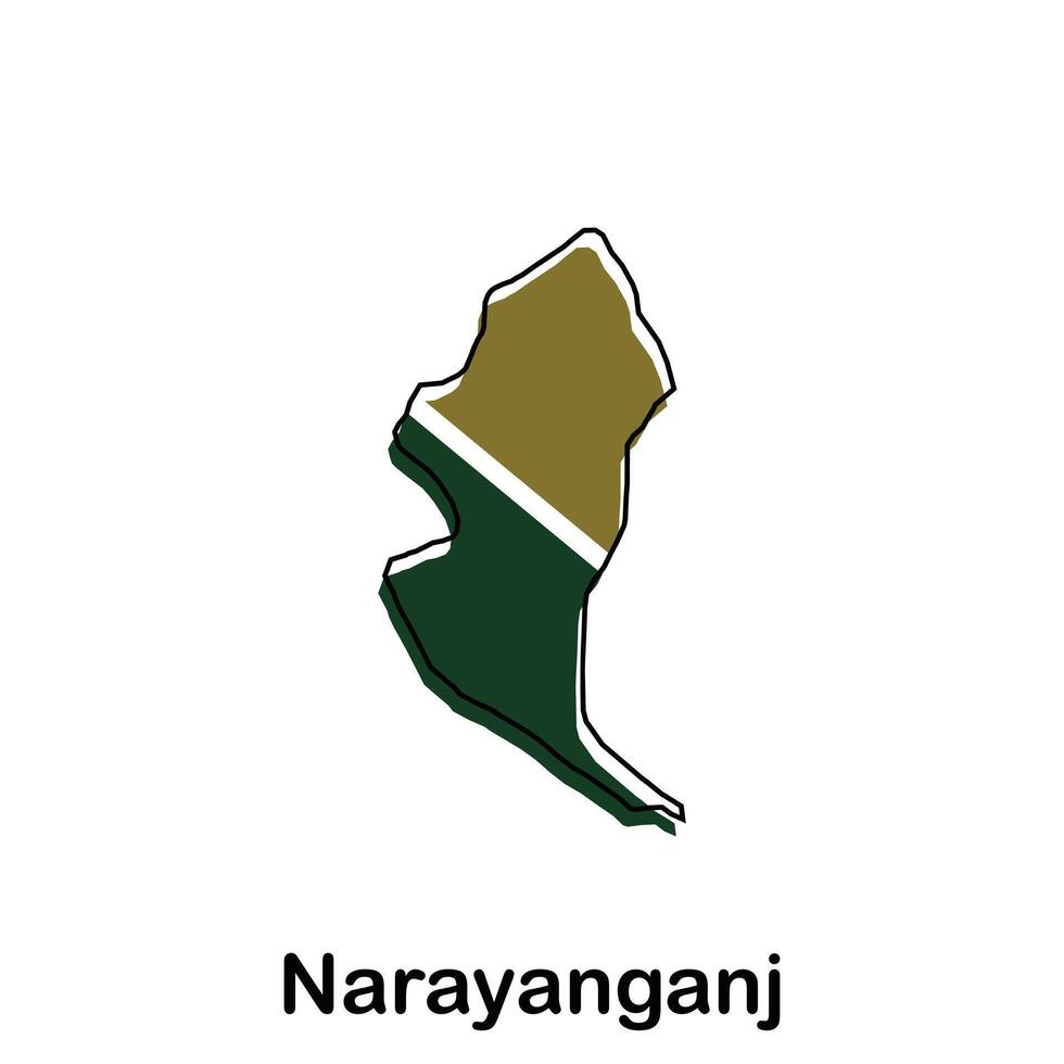 Map City of Narayanganj, isolated illustration of simplified administrative map of Bangladesh. Borders and names of the regions. Colorful silhouettes vector