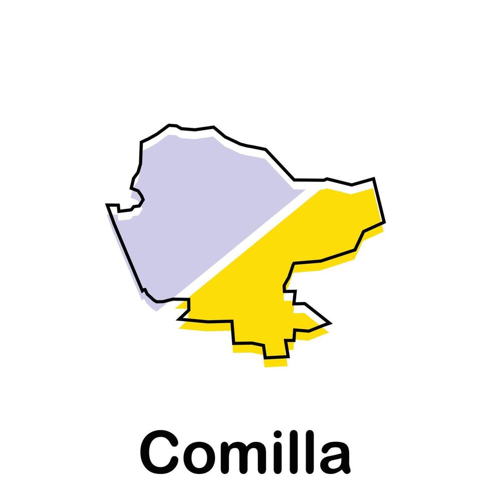 Map City of Comilla, isolated illustration of simplified administrative map of Bangladesh. Borders and names of the regions. Colorful silhouettes vector