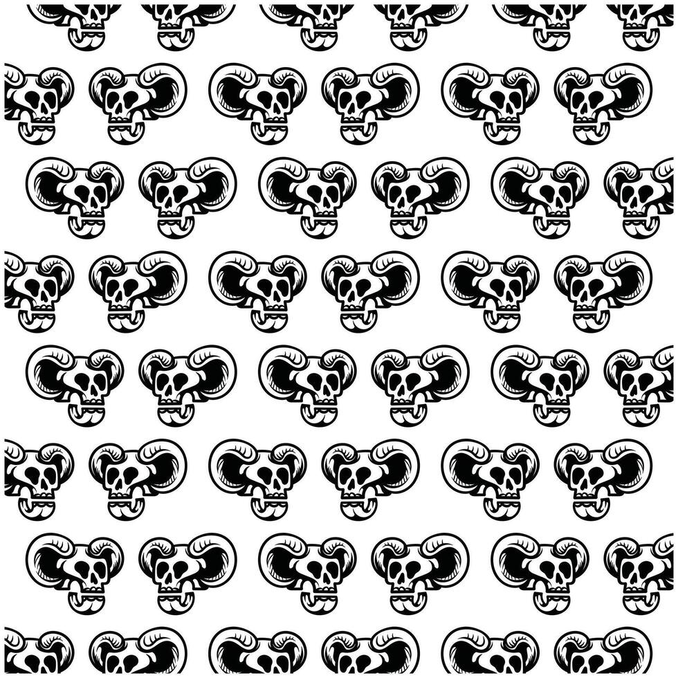 Skull Horn flat design background with decorative abstract design, seamless pattern background illustration vector