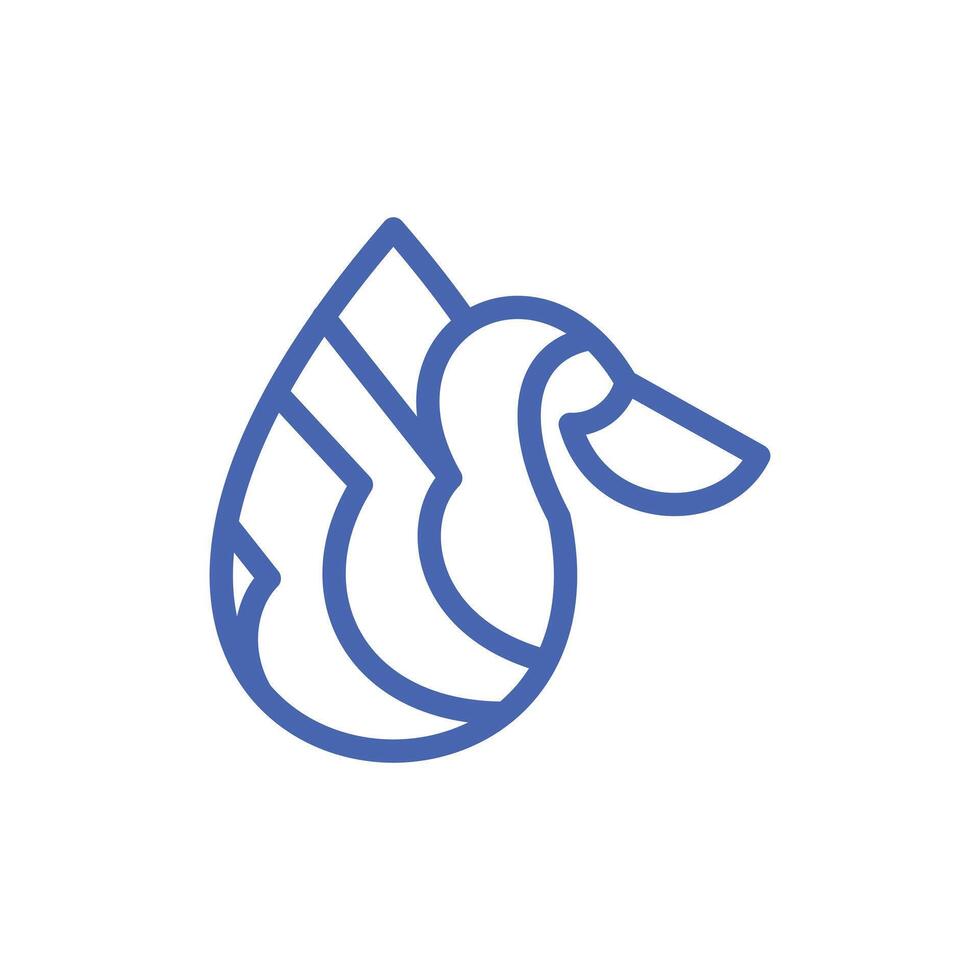 Drop Water with Pelican line simple logo design template vector