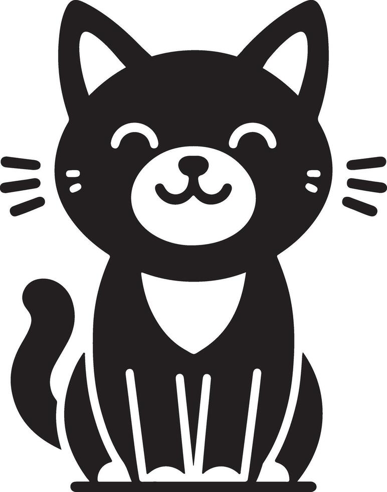 a black and white cat and cat head stickers, Black Cat Set Isolated White Background vector