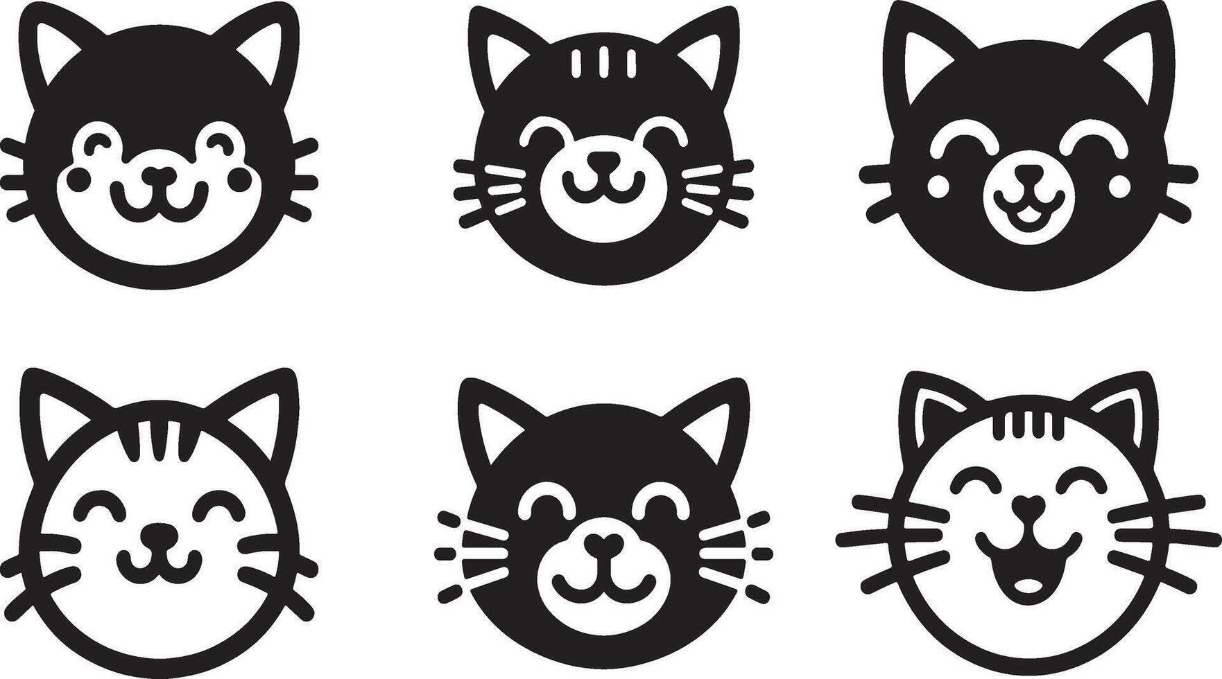 cat head illustrator and cat icon vector