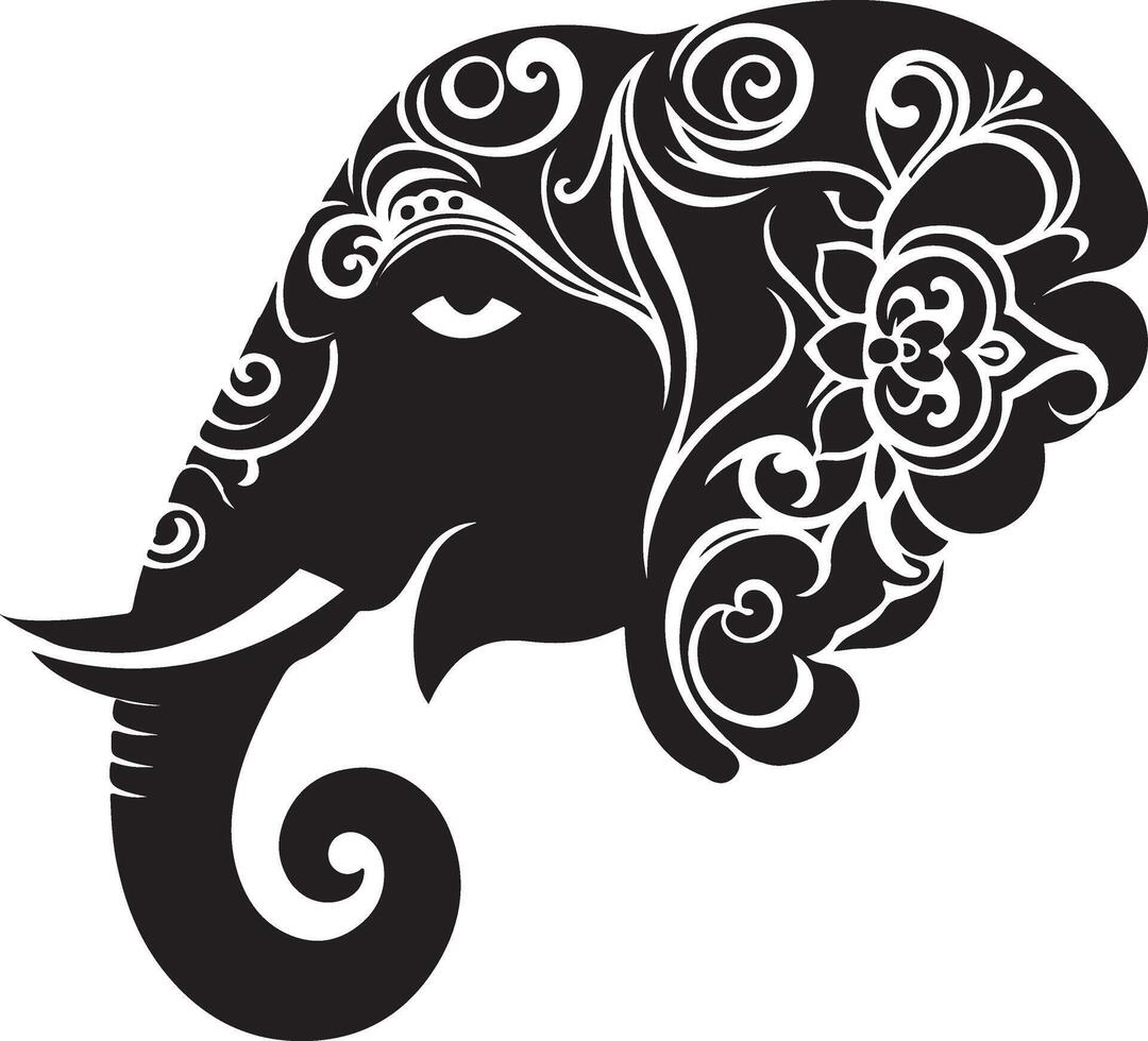 elephant head with ornate patterns vector
