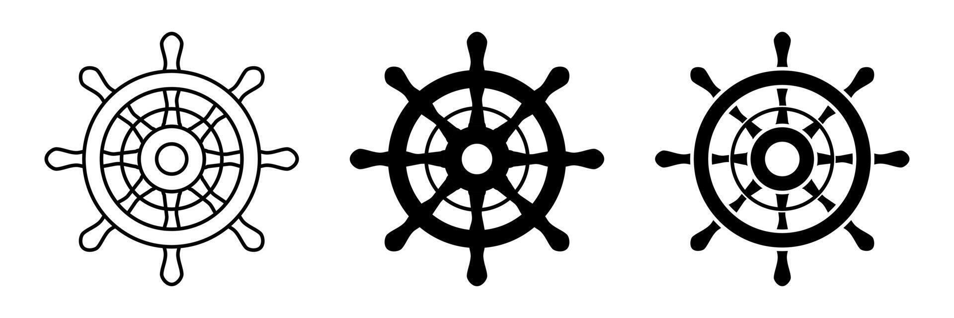 boat steering wheel icon set. vintage design isolated on white background vector