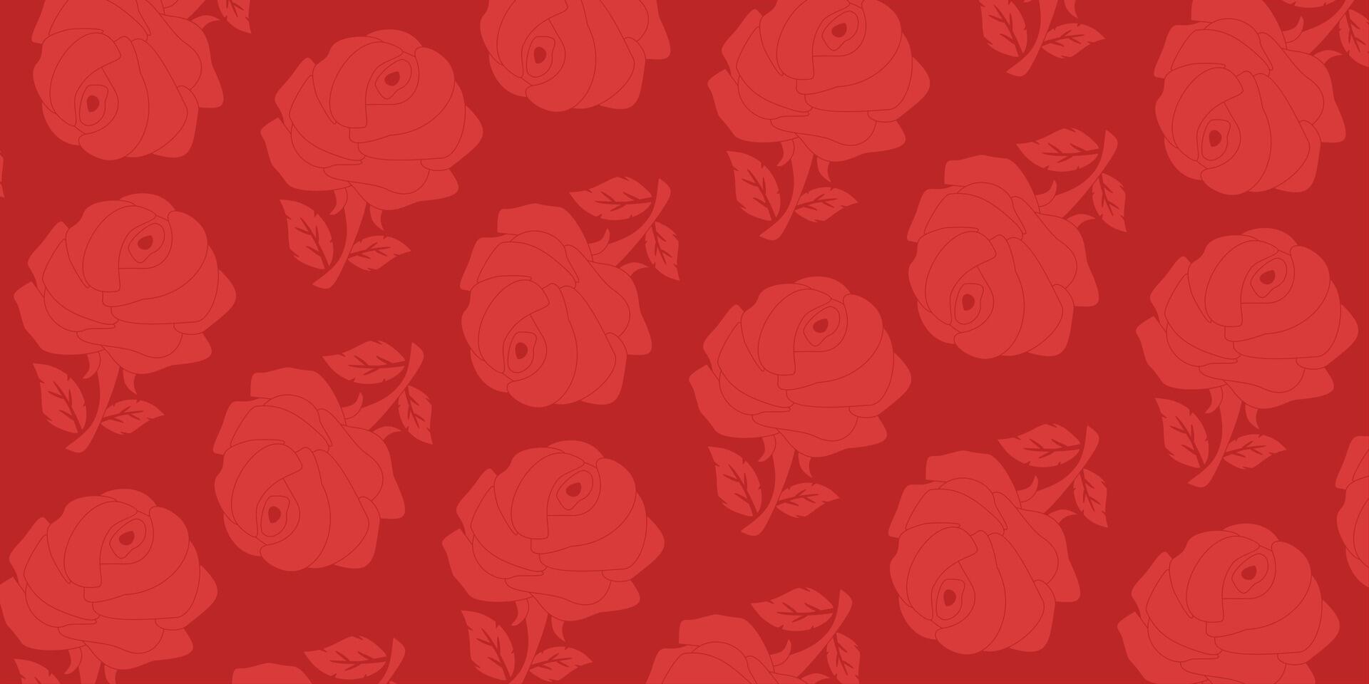 red background rose flower silhouette pattern. beautiful design for banner, greeting card, poster, web. vector
