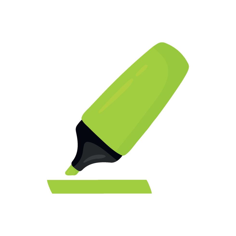 Green marker pen highlighter hand drawn for school stationery tool illustration vector