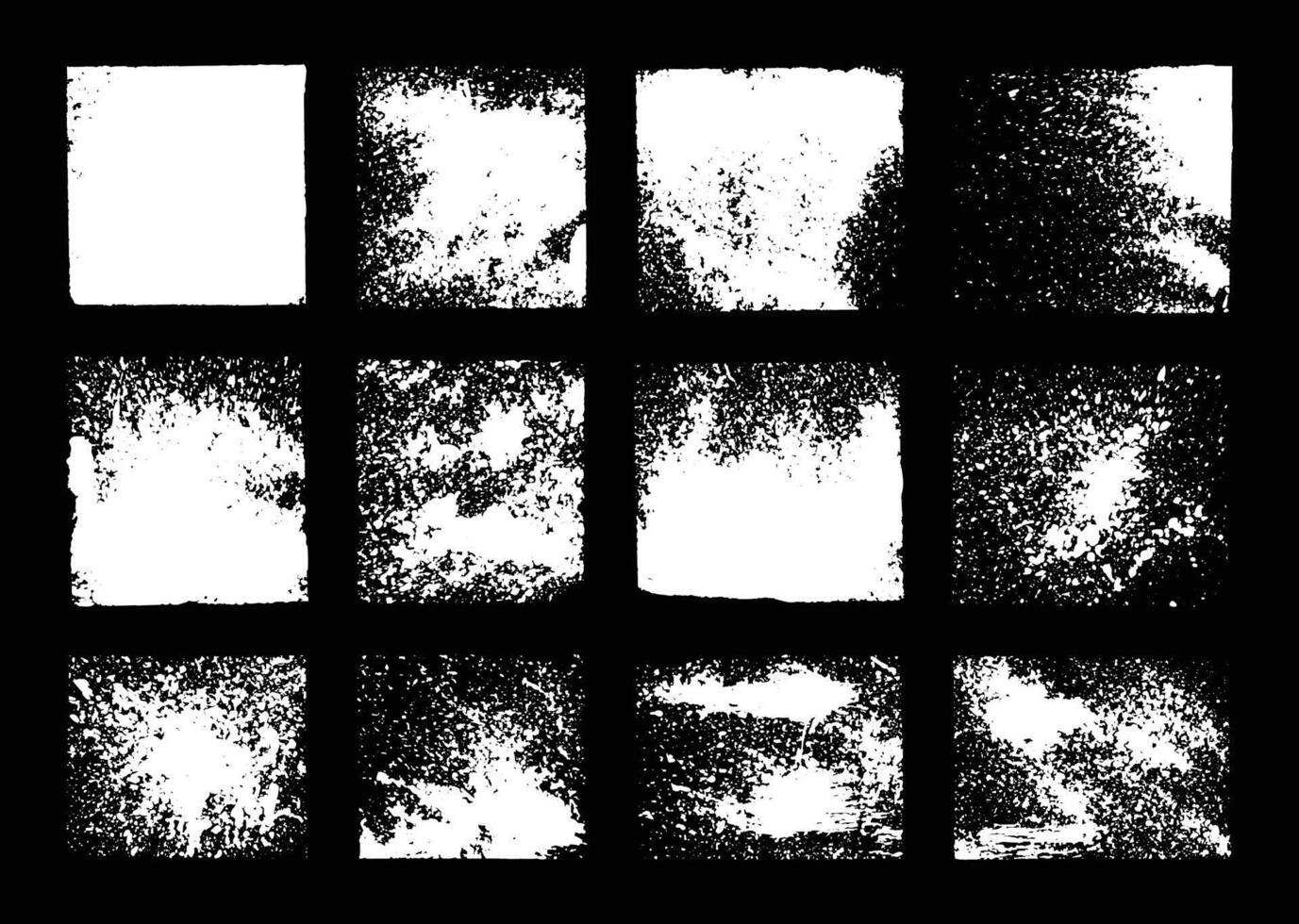 White grunge paint texture background set. Abstract rough textured layout. Weathered dirty backdrop bundle. vector