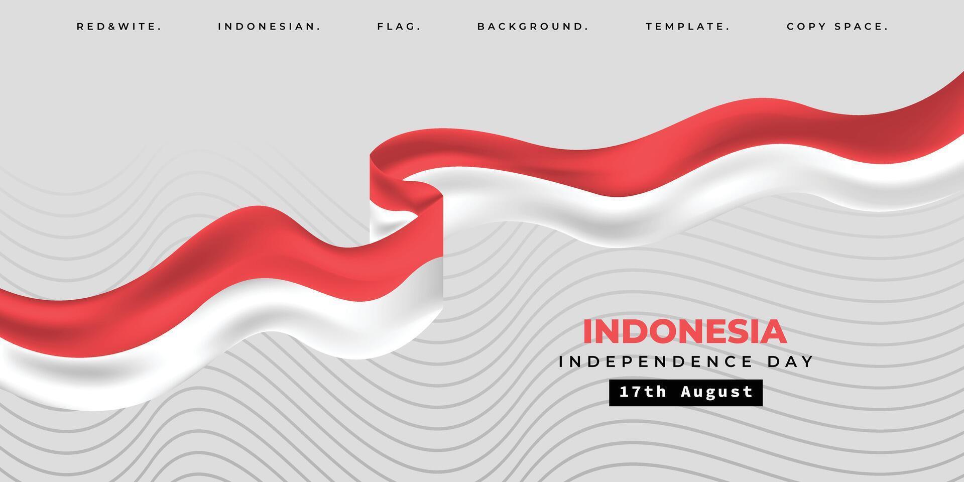 Red and white Indonesian flag. Independence day of Indonesia background. 17th August Holiday celebration illustration. For poster, banner, or social media template. vector