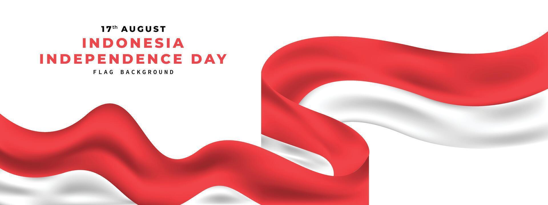 Wavy Indonesian flag illustration. Indonesia's independence day celebration background template copy space. For poster, banner, or social media template. vector
