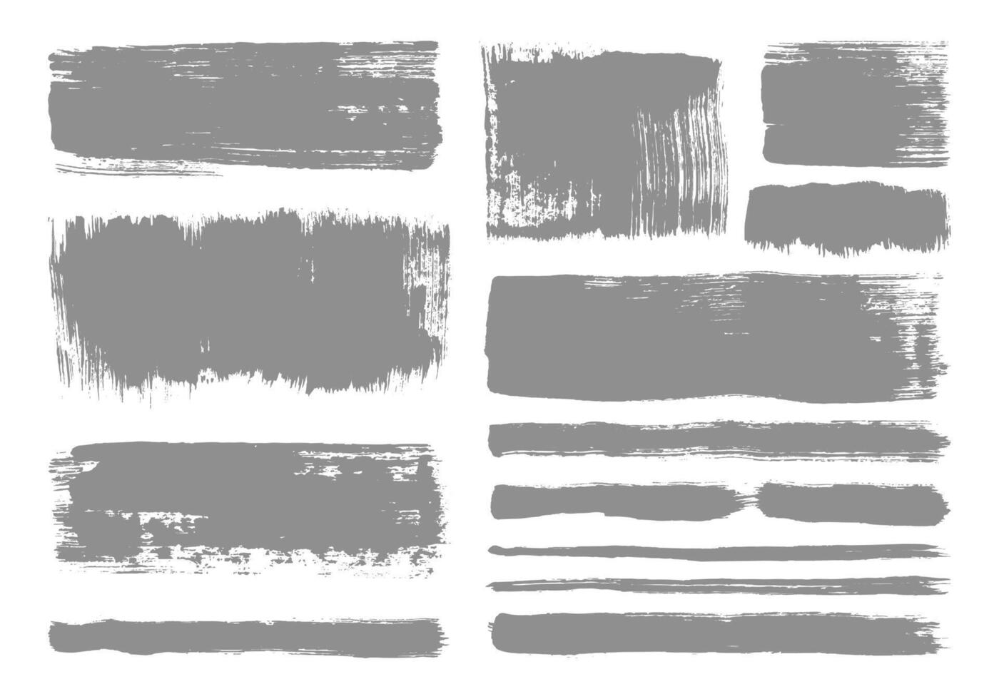 Grey paint brushes element set. Hand drawn painting graphic element. Freehand ink smear and smudge. vector
