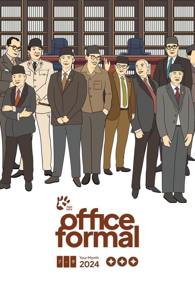 Indonesian Business team handdrawn illustration for social media post vector