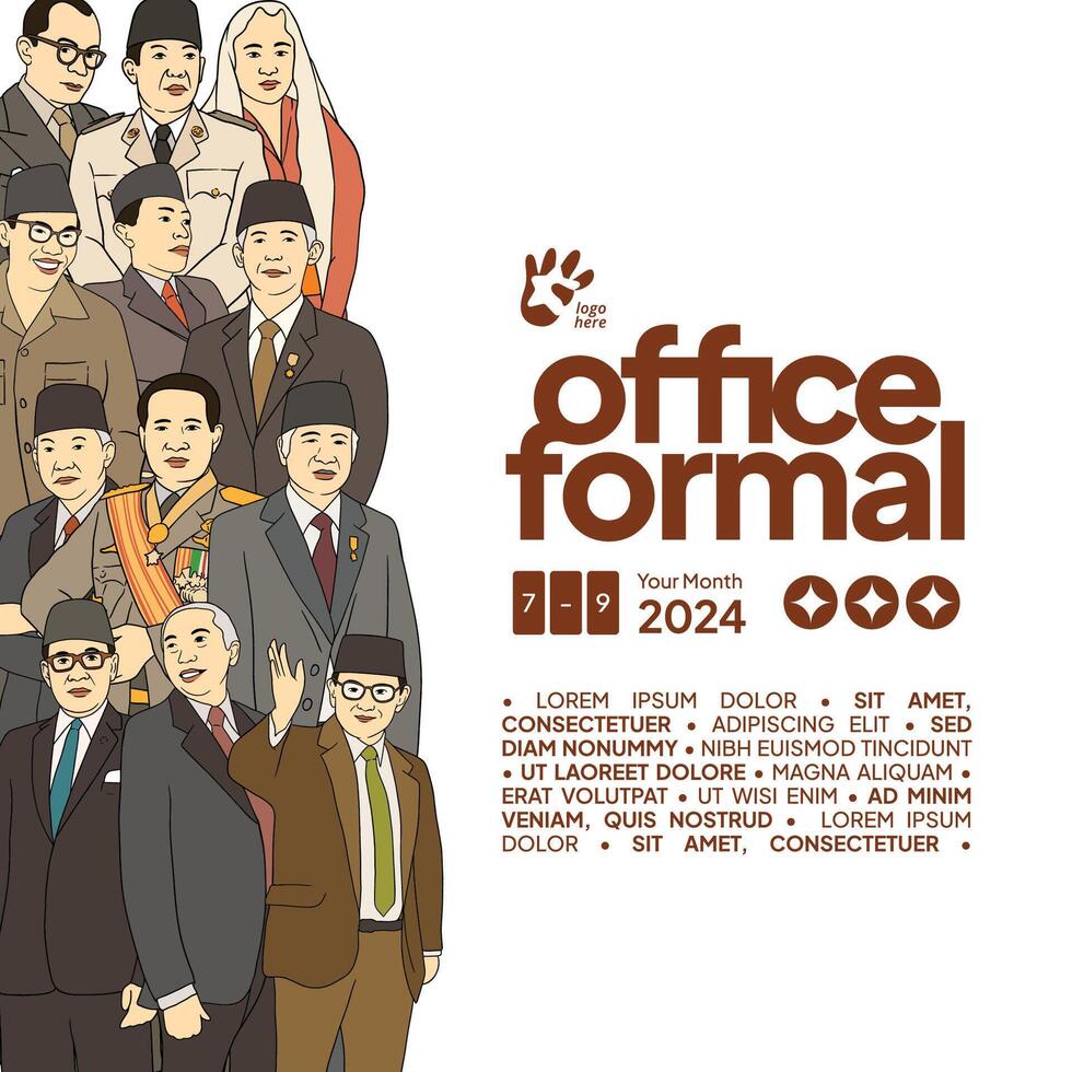 Corporate event template layout design with man woman portrait illustration vector
