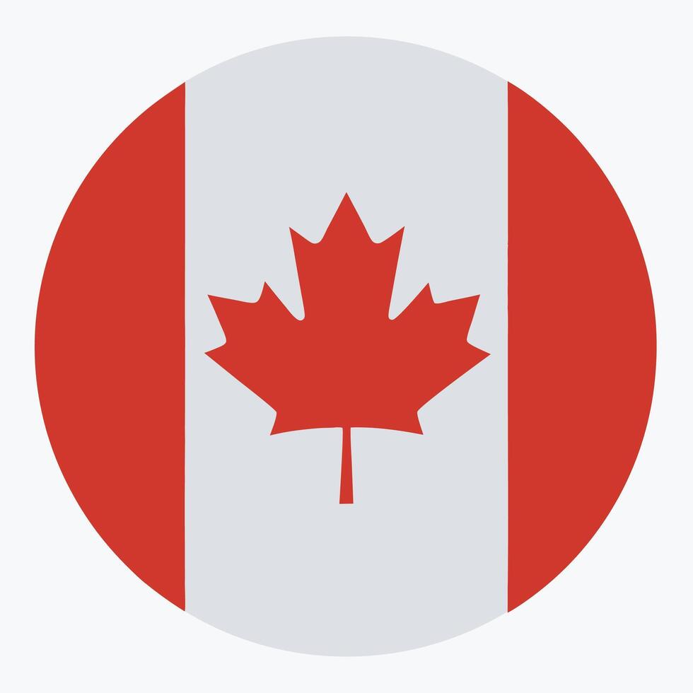 Round Canadian flag design vector