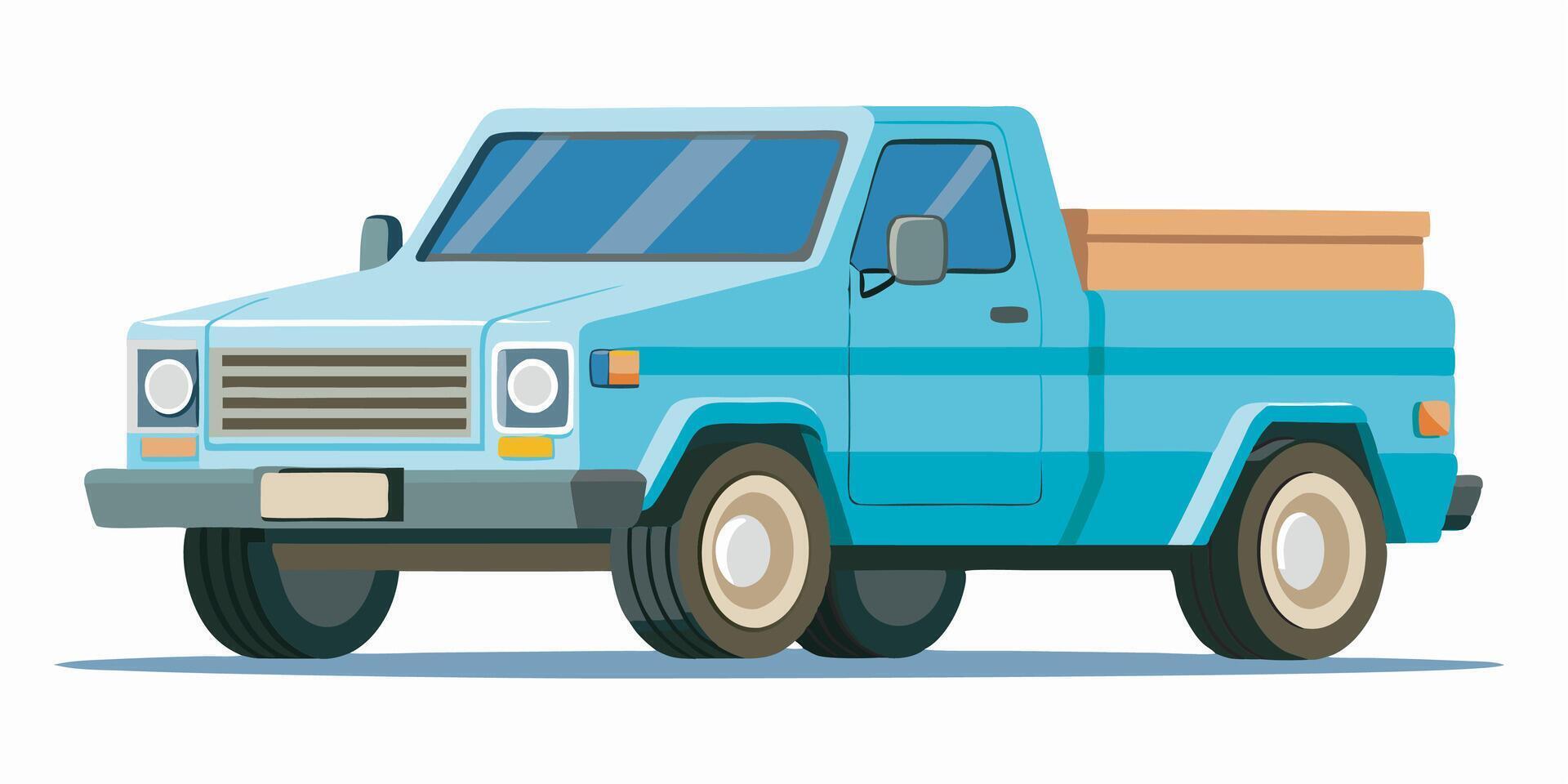 Realistic side view of a truck car on a white background vector