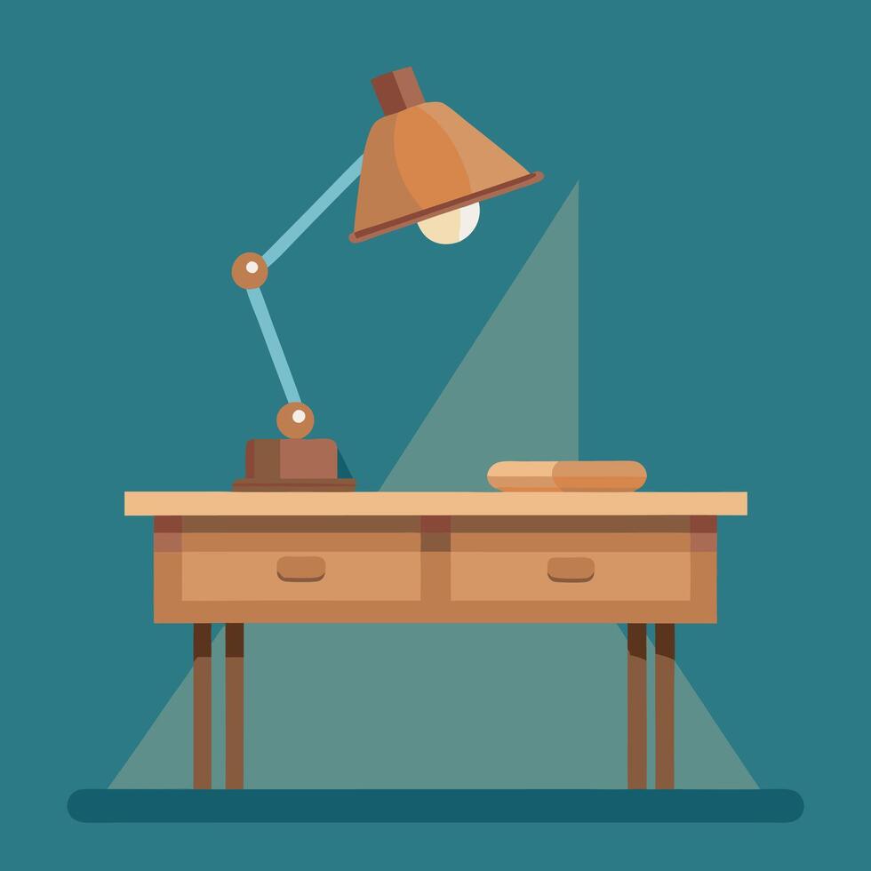 lamp on a wooden table vector
