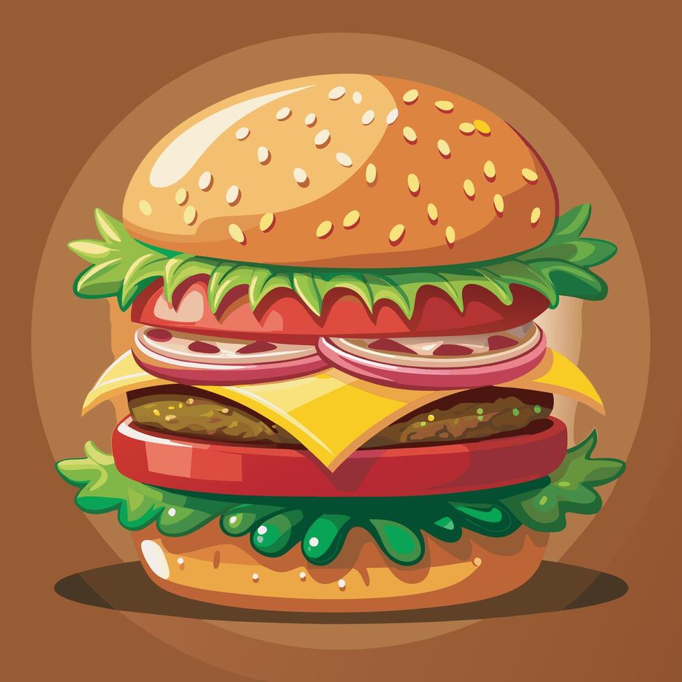 Delicious burger food on background vector