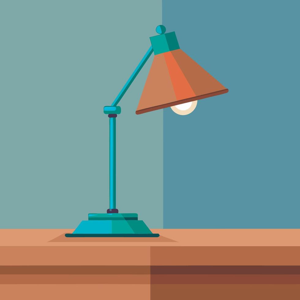 lamp on a wooden table vector