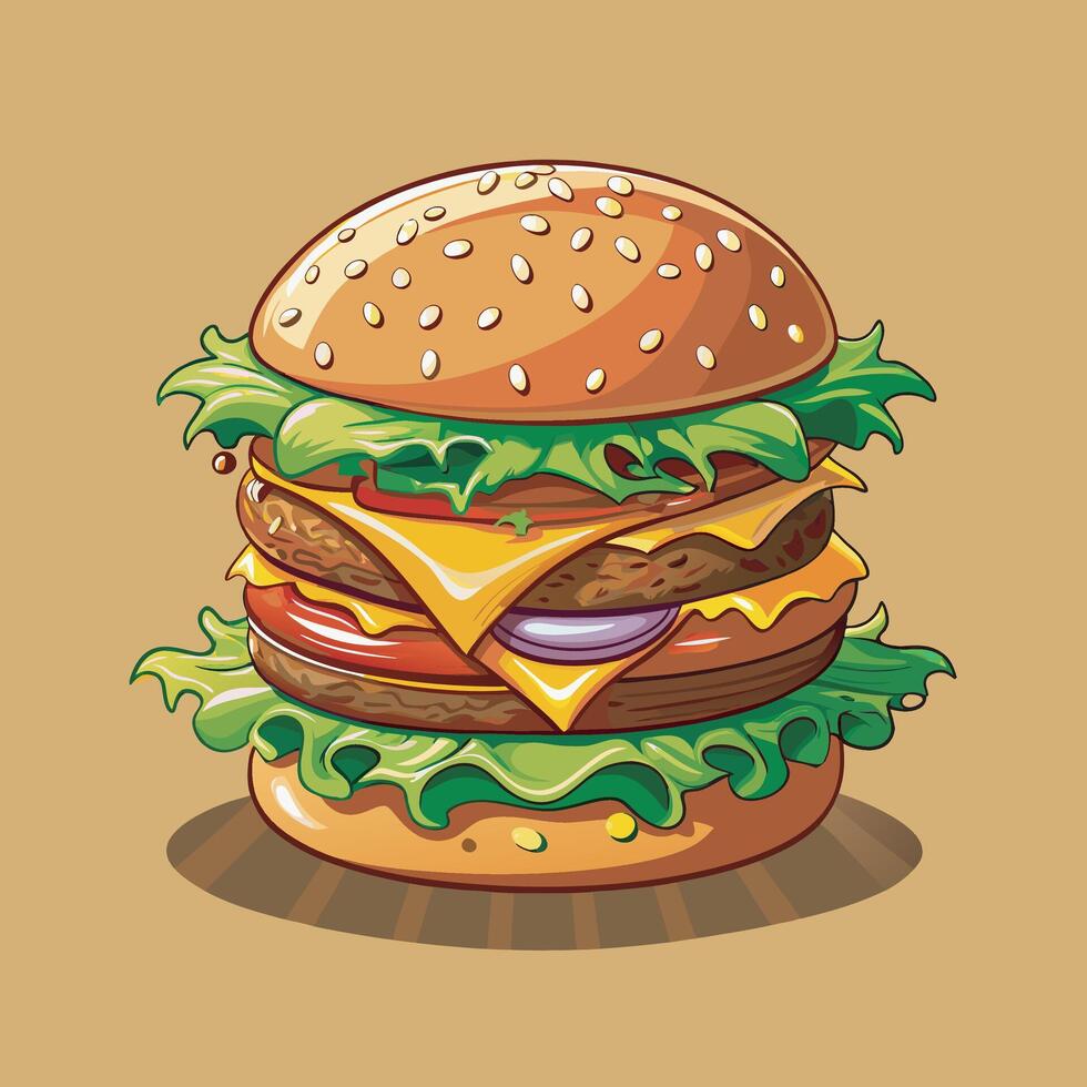 Delicious burger food on background vector
