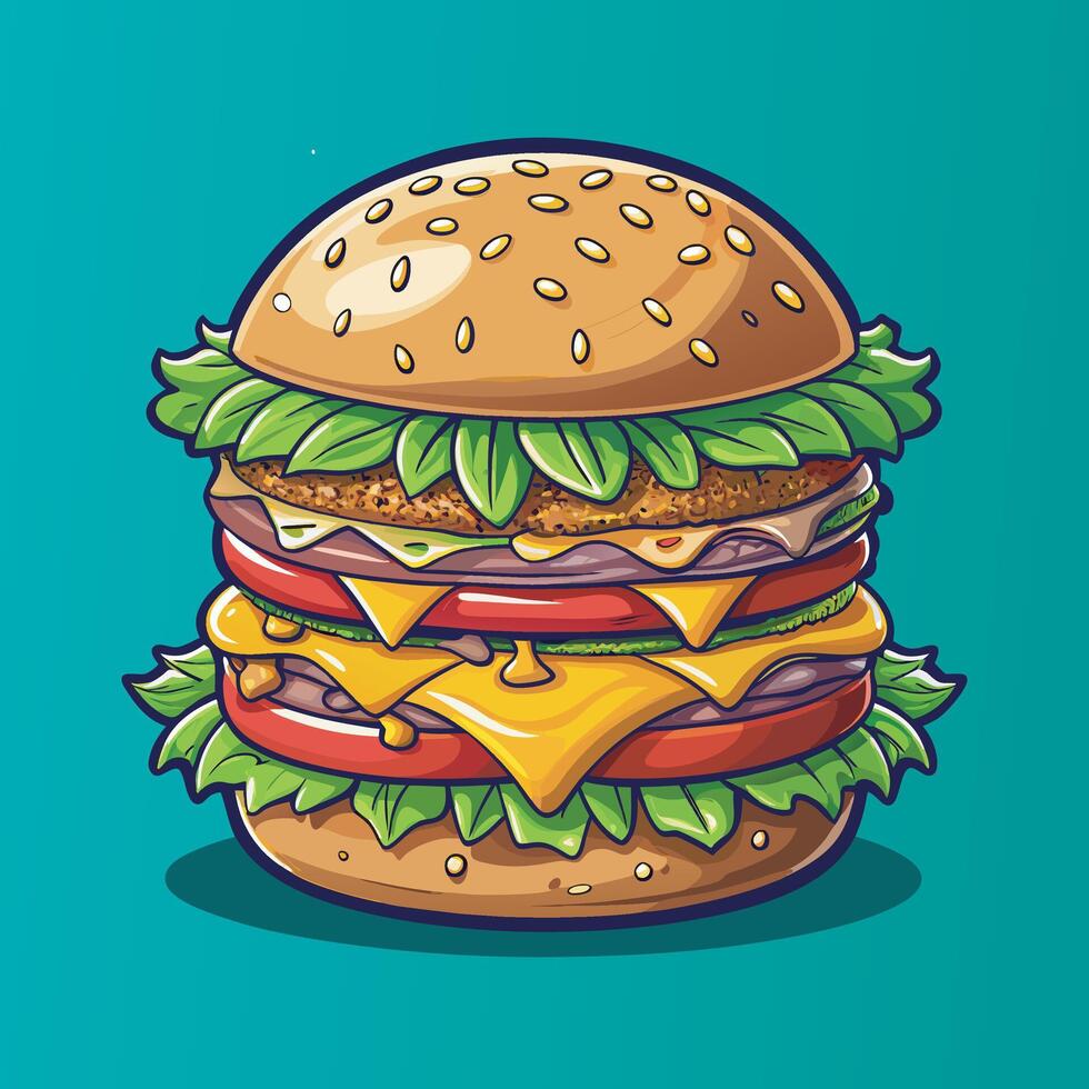 Delicious burger food on background vector