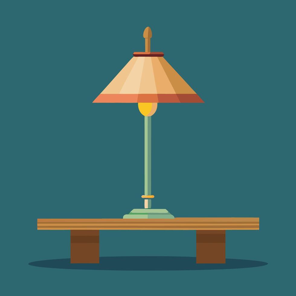 lamp on a wooden table vector