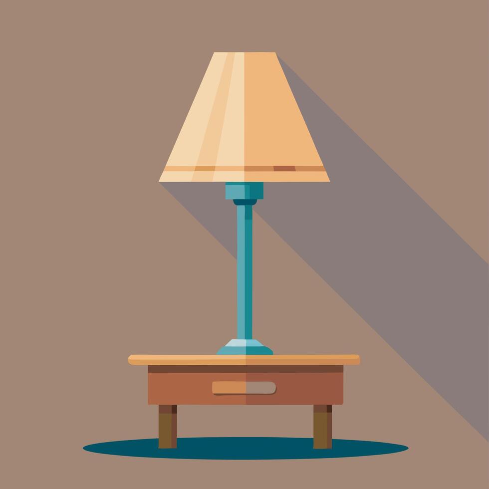 lamp on a wooden table vector