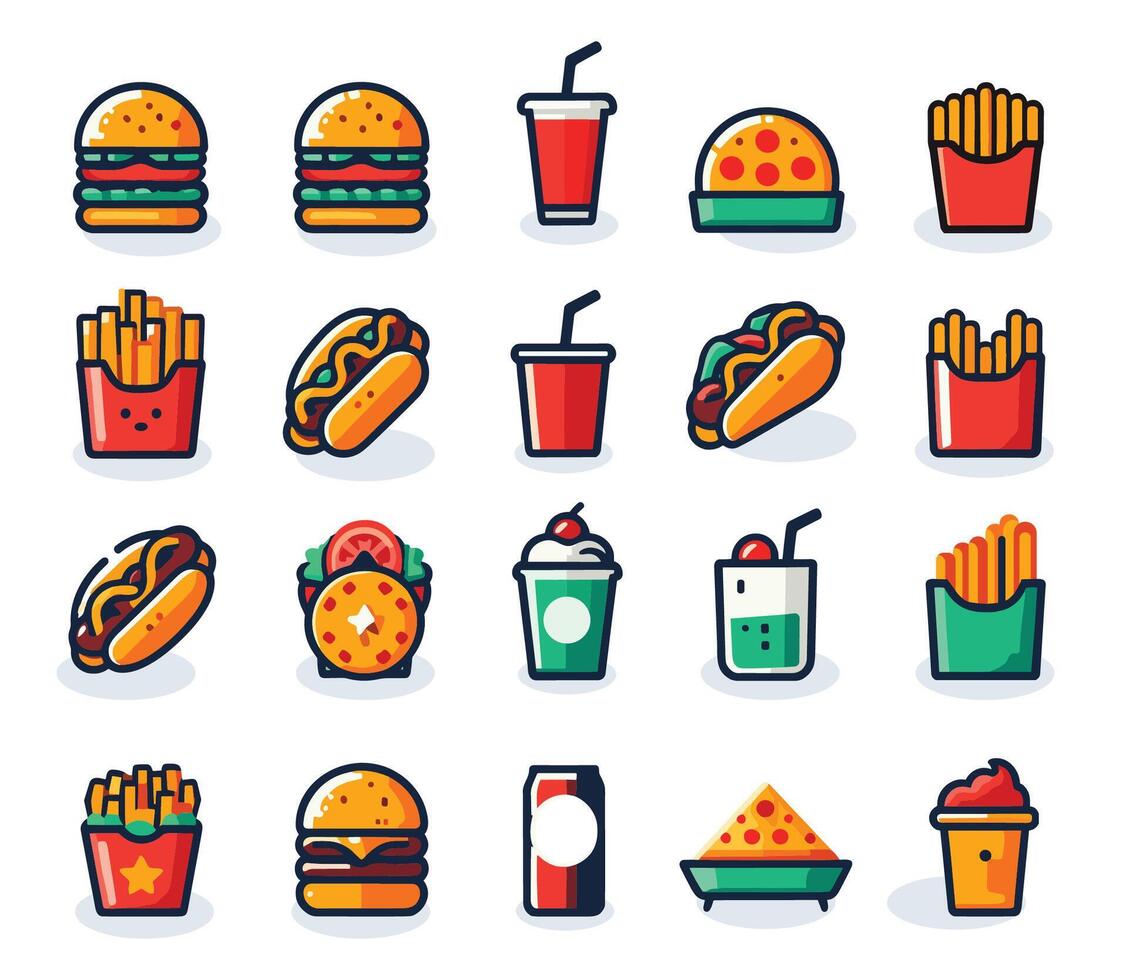 Illustration of Various Fast Food Items vector