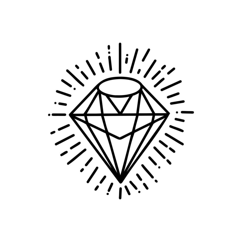Hand drawn doodle diamond, gems icon. vector