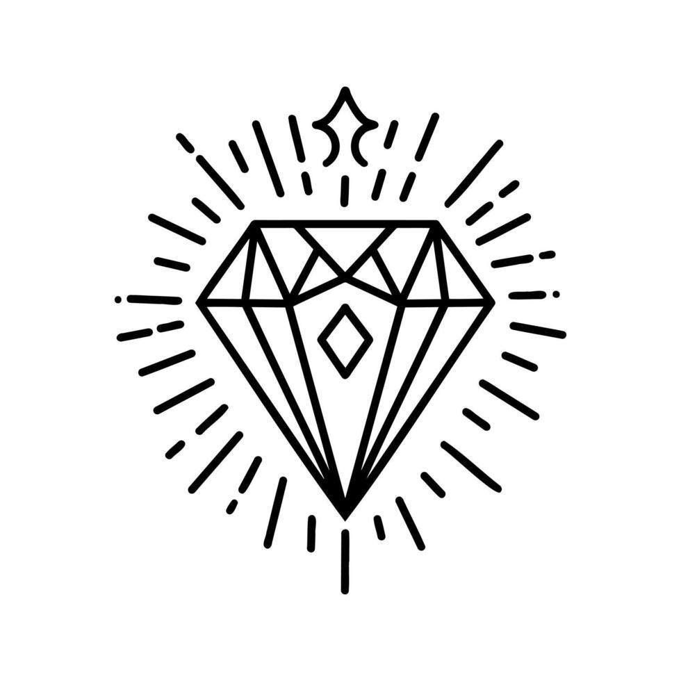 Hand drawn doodle diamond, gems icon. vector