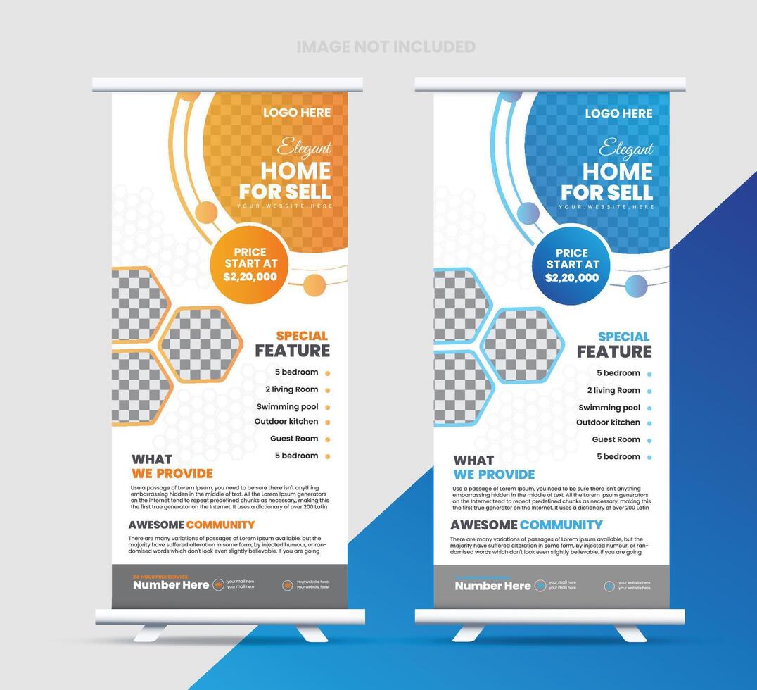 Creative Real estate roll up banner design or pull up banner design template vector