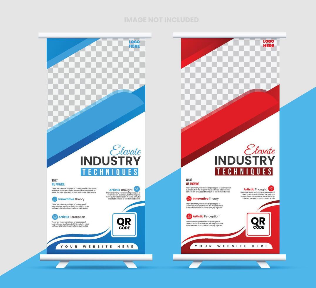 Corporate Business Roll-up banner stands template design. vector