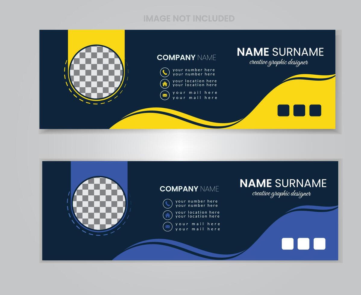 Email signature and email footer or social media cover design template set with unique shape vector