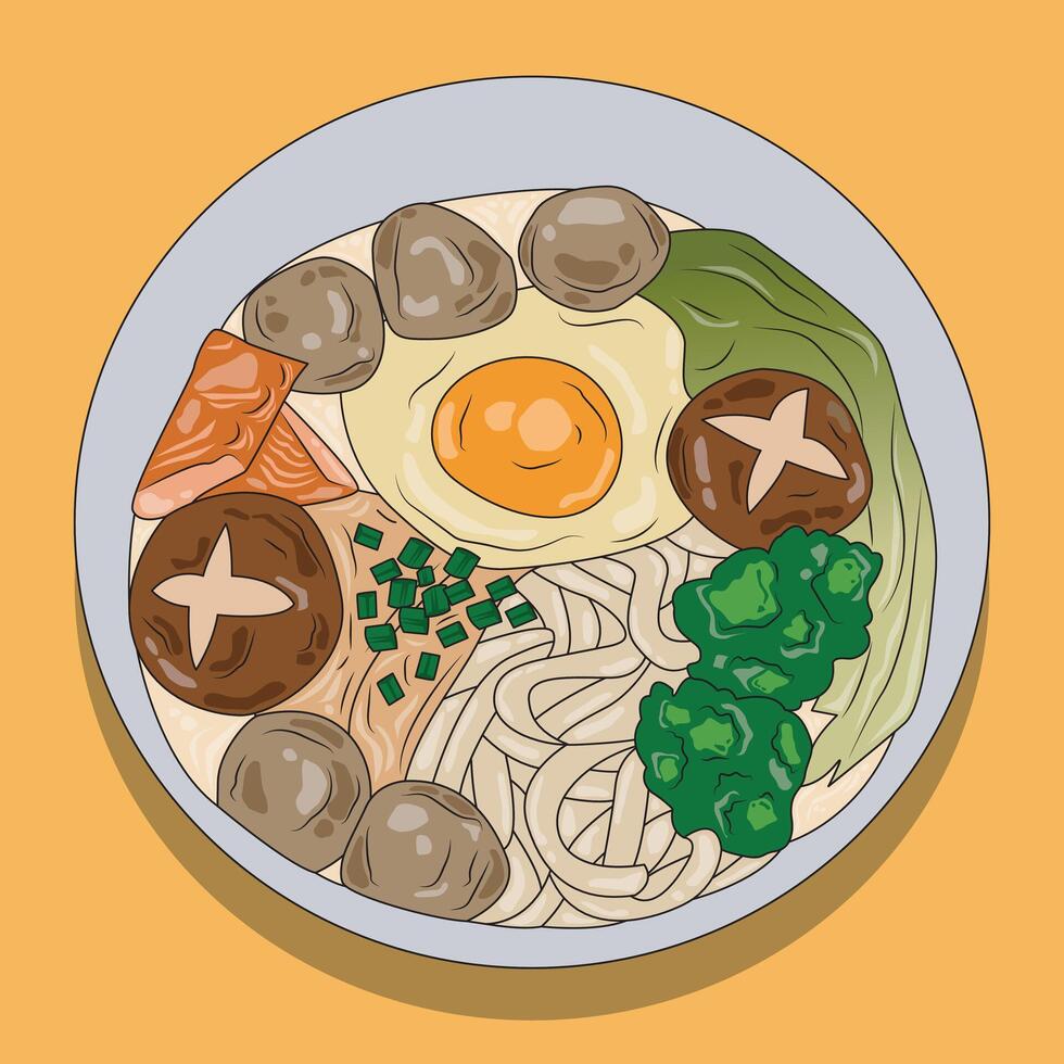 illustration of delicious Japanese udon noodle soup. vector