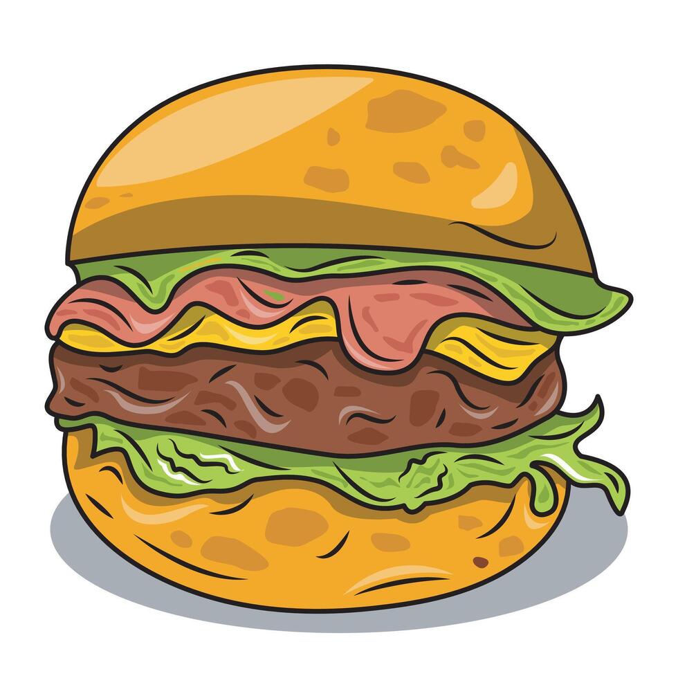 delicious looking melted cheeseburger vector