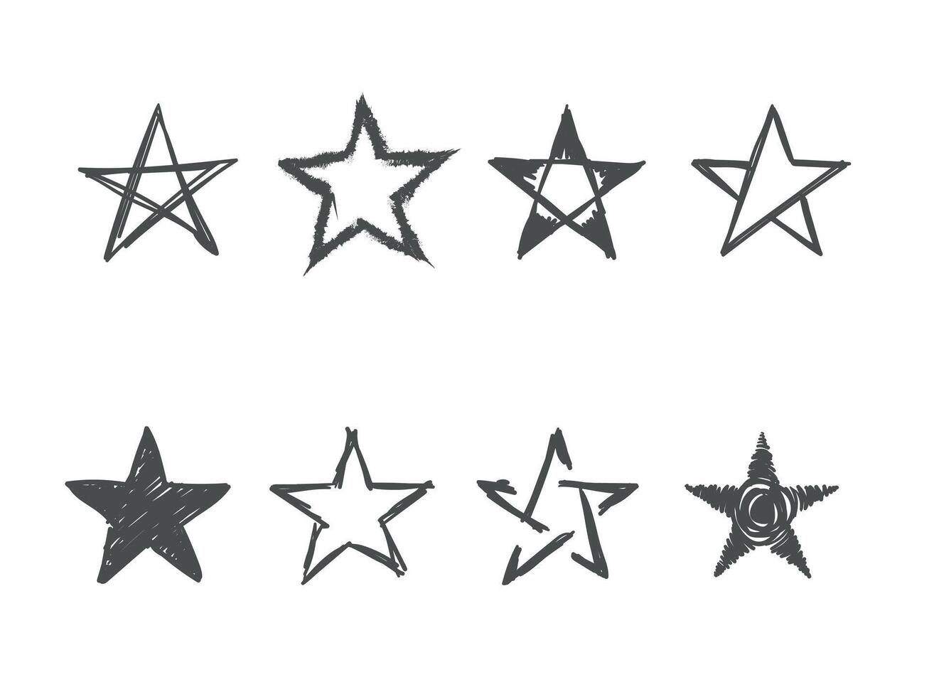 Set of hand drawn paint stars illustration vector