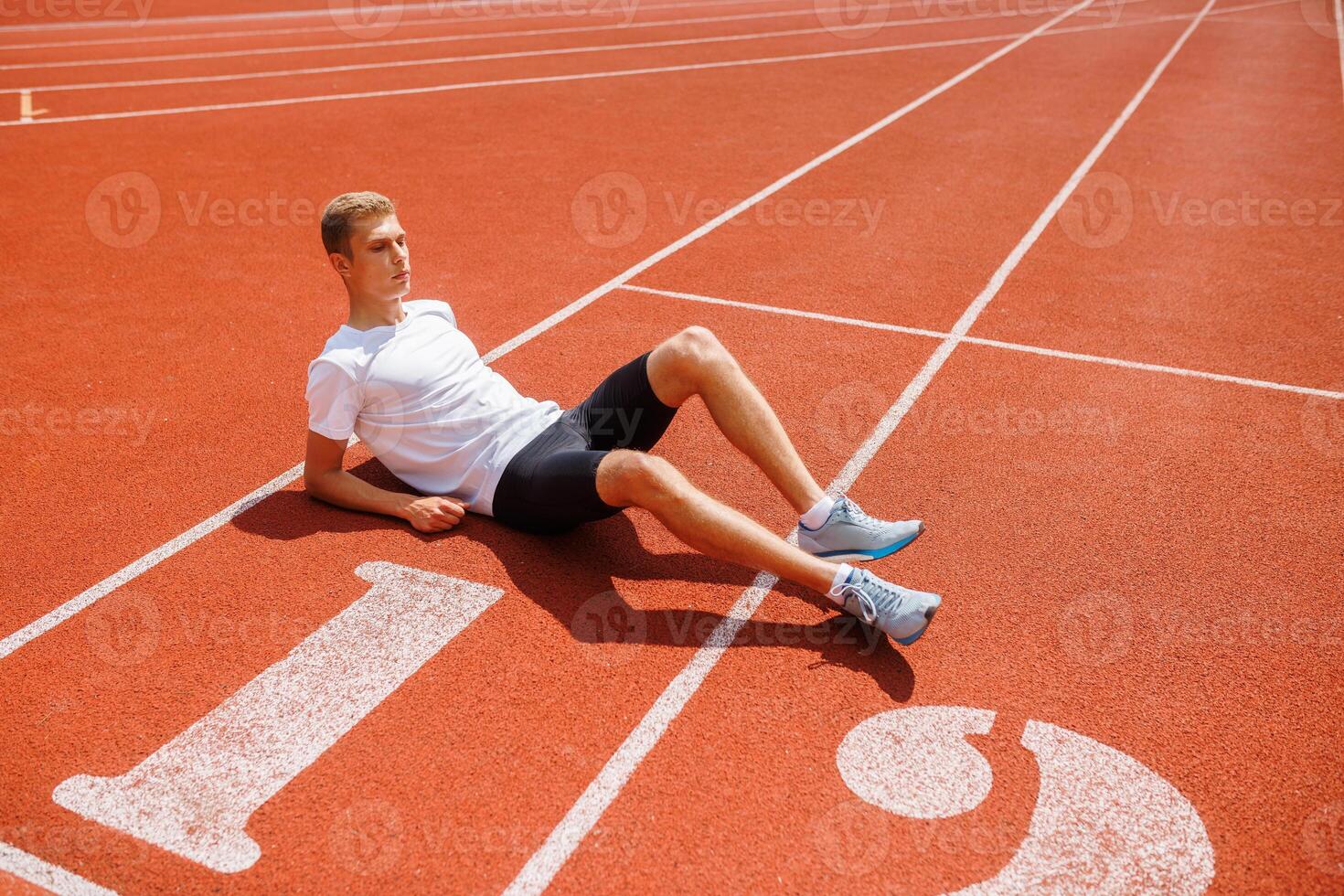 Athlete winner in athletics who took first place, concept of victory in sports photo
