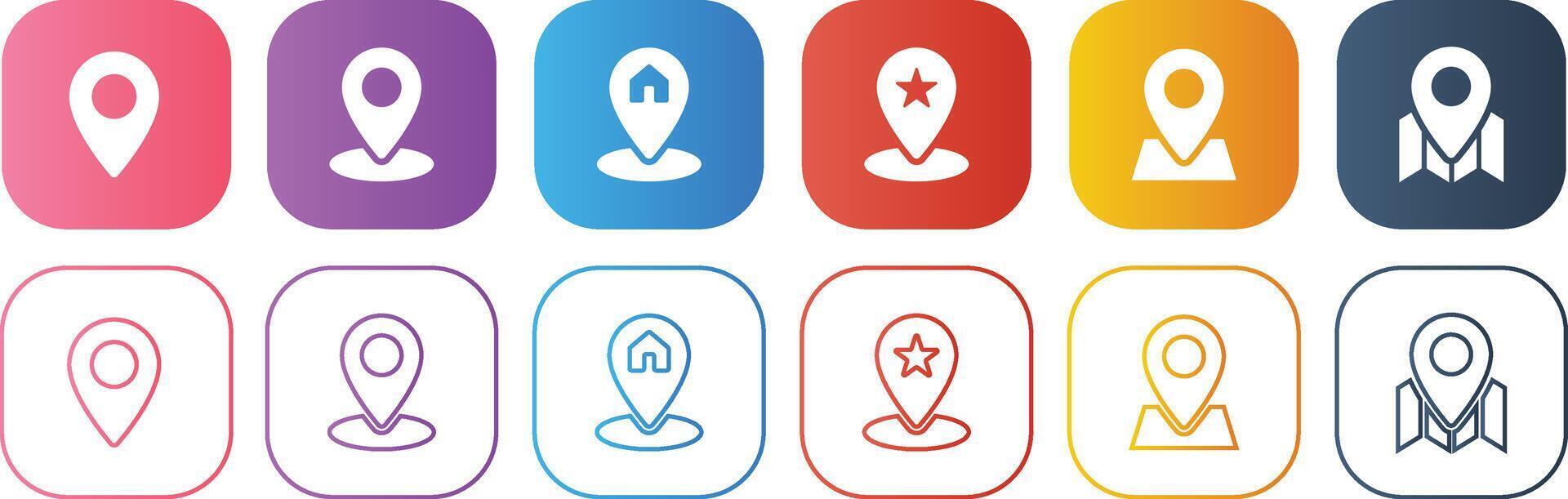Gradient Square Maps Icon Set with Gradient Color vector