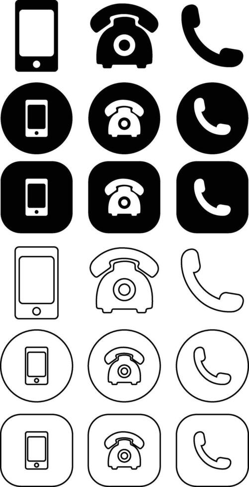 Phone and Smartphone Black Icon Set vector