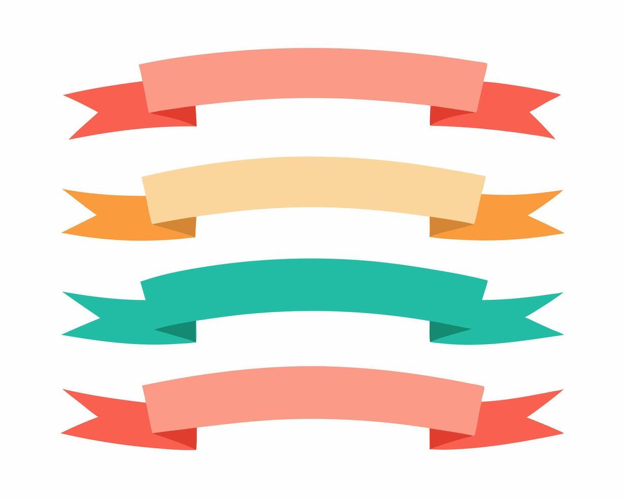 Four Colorful Blank Ribbons and Banners in Various Shapes and Styles vector