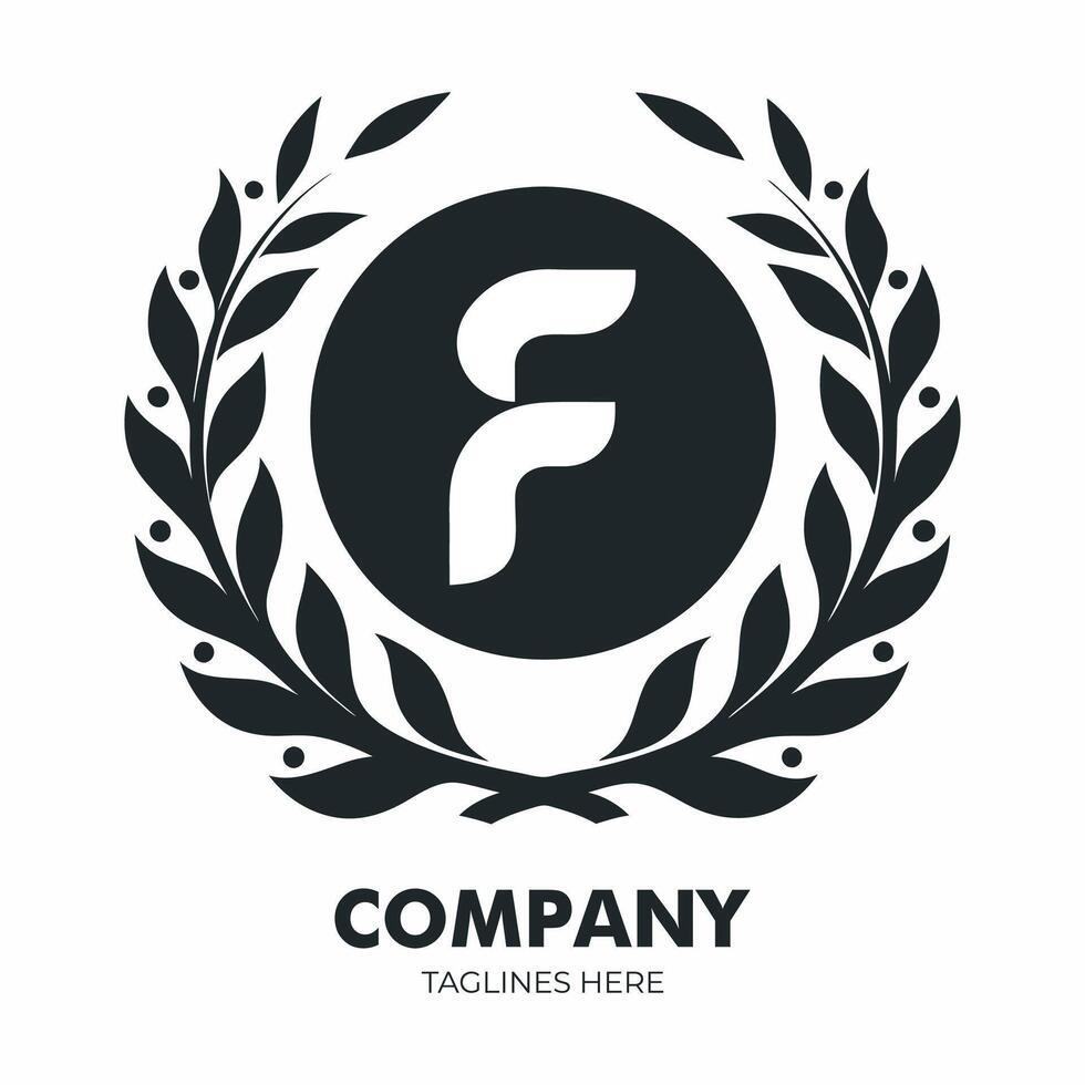 F Letter Logo With Laurel Wreath vector