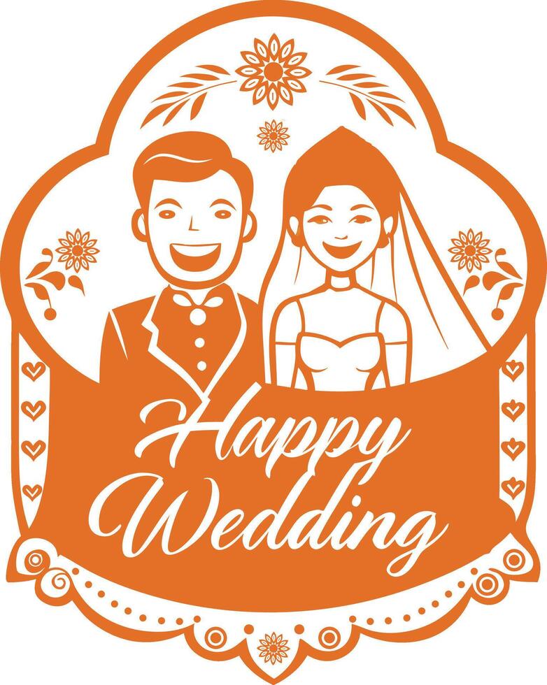 Wedding Card Bride And Groom vector