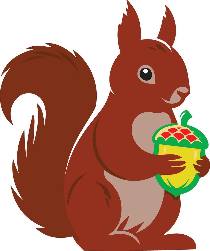A Cartoon Of Squirrel holding an acorn in its paws vector