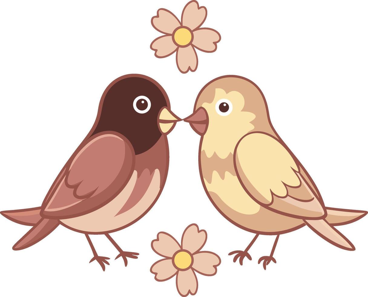 Two love bird with flower vector