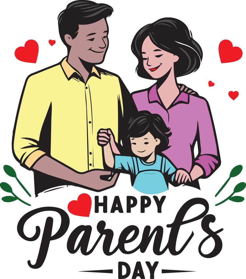 happy parents day greeting card design vector
