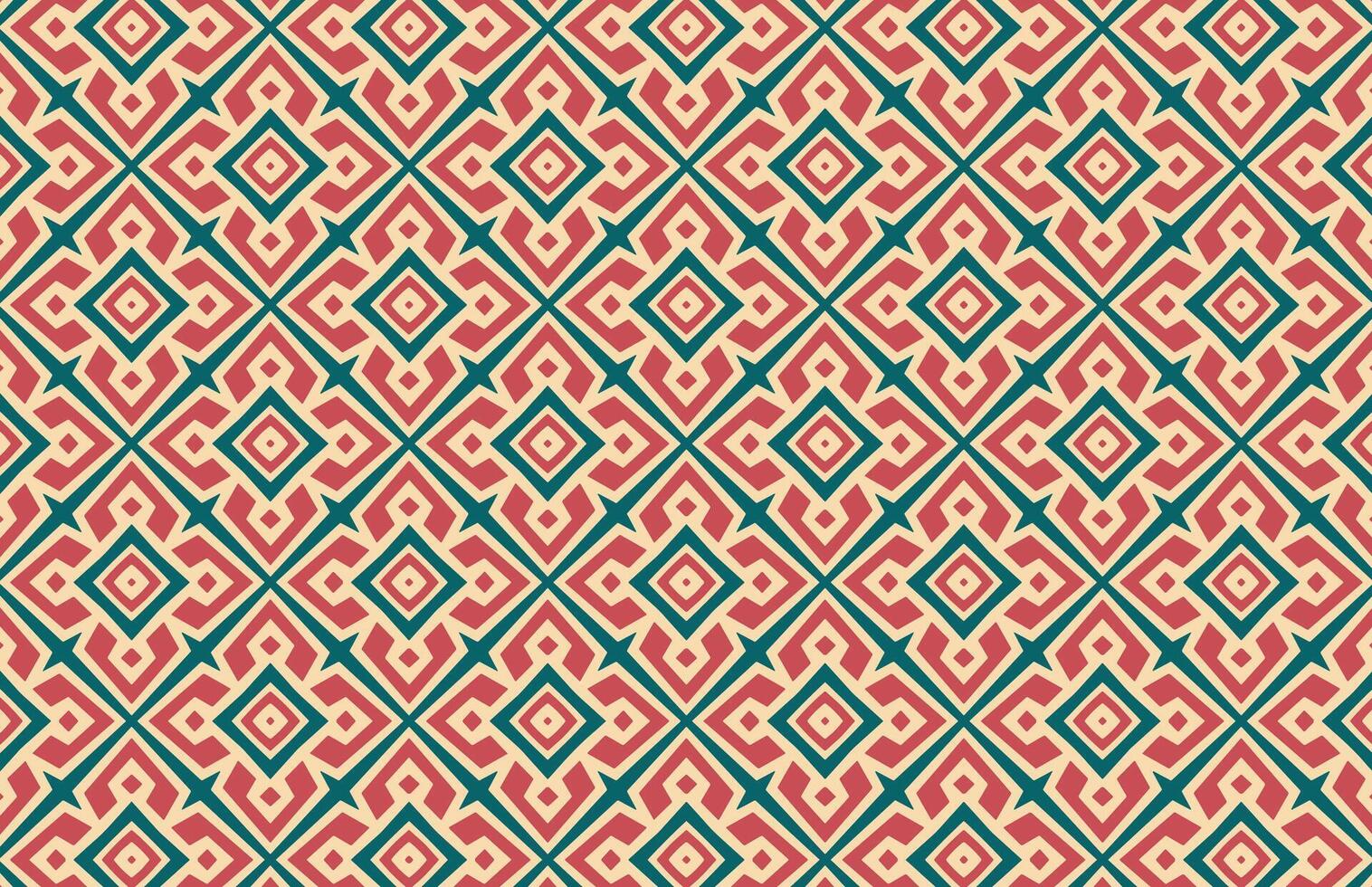 Multicolor square green and red fabric pattern vector